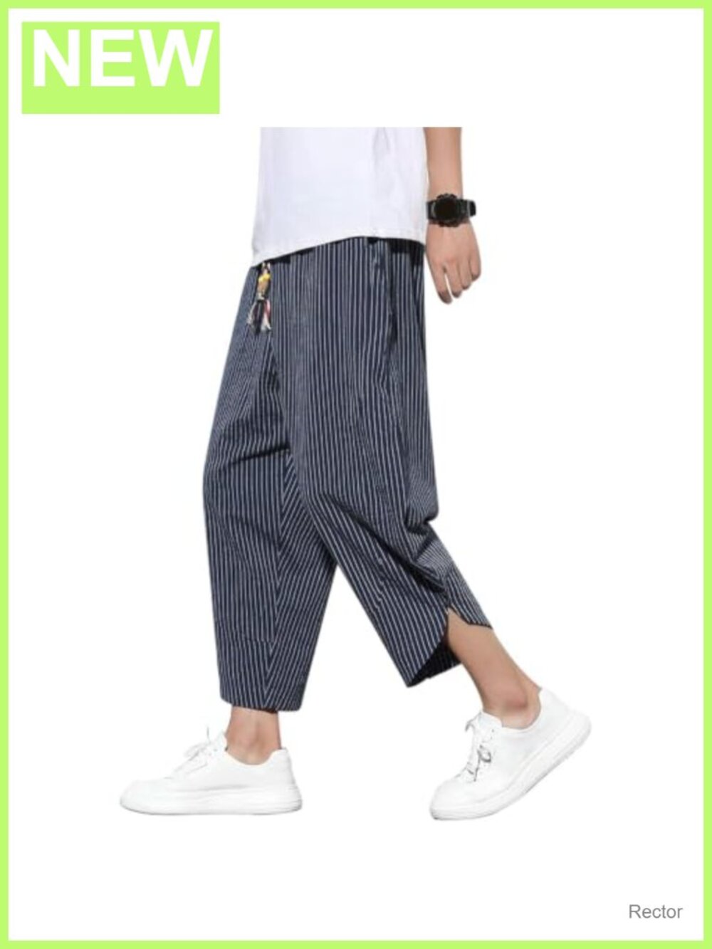 Mens Harem Pants Patchwork Baggy Capri Pants Elastic Waist Japanese Shorts